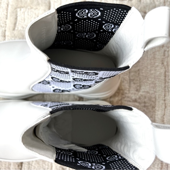 NIB Authentic Dali Soft Leather Technical Jersey Knit GG Monogram Booties 36.5 - Picture 7 of 8